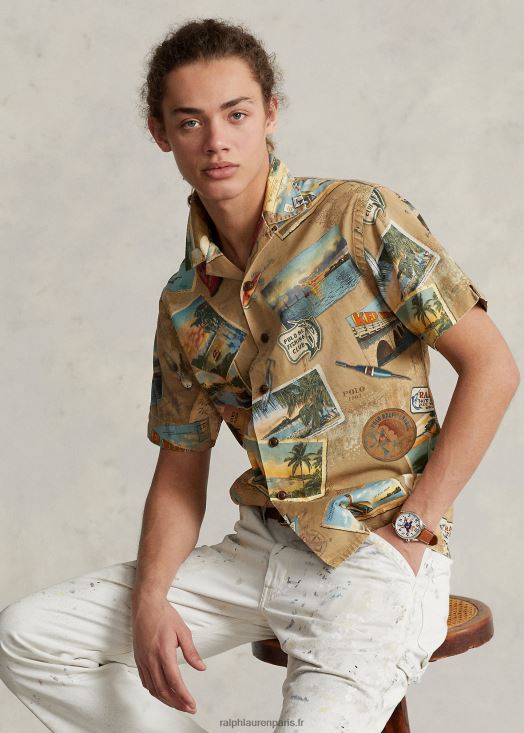 chemise chino coupe classique à imprimé carte postale 46T60T663 Hommes Ralph Lauren J'aimerais que tu sois ici