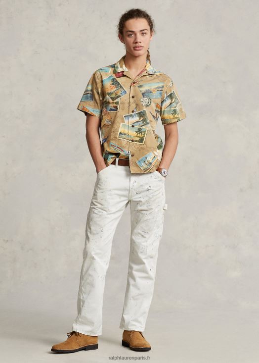 chemise chino coupe classique à imprimé carte postale 46T60T663 Hommes Ralph Lauren J'aimerais que tu sois ici