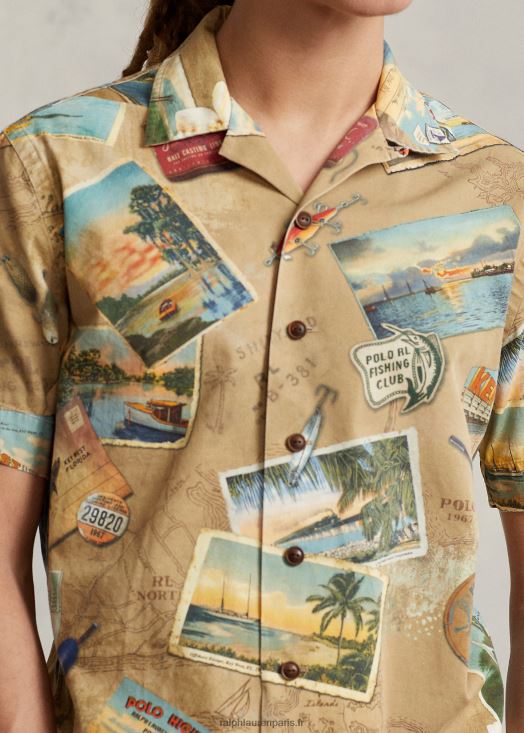 chemise chino coupe classique à imprimé carte postale 46T60T663 Hommes Ralph Lauren J'aimerais que tu sois ici