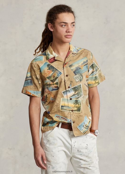 chemise chino coupe classique à imprimé carte postale 46T60T663 Hommes Ralph Lauren J'aimerais que tu sois ici