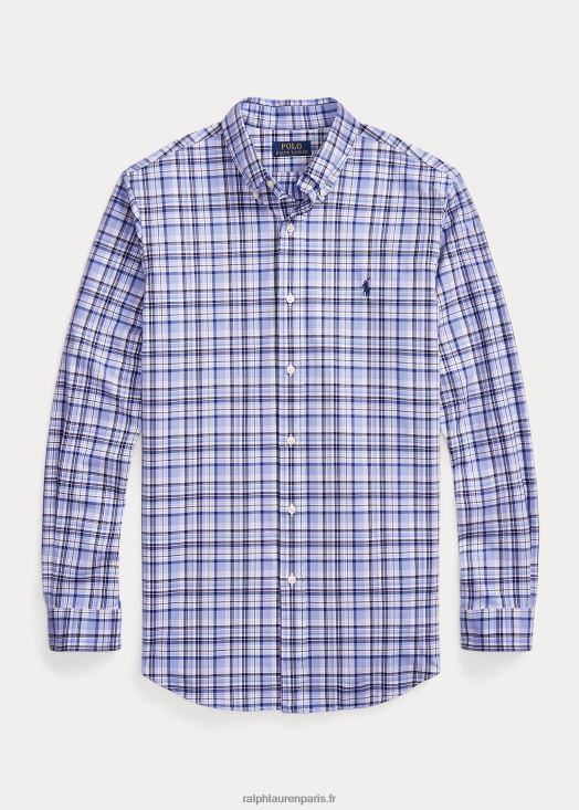 chemise coupe classique en popeline stretch à carreaux 46T60T574 Hommes Ralph Lauren multi bleu clair