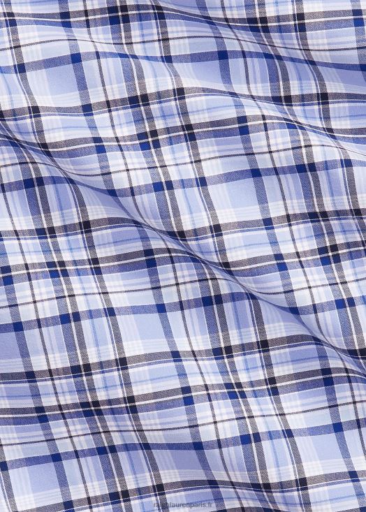 chemise coupe classique en popeline stretch à carreaux 46T60T574 Hommes Ralph Lauren multi bleu clair