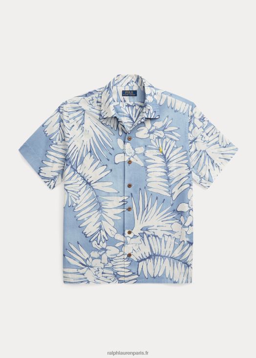 chemise de camp en coton et lin à coupe classique 46T60T479 Hommes Ralph Lauren palmiers batik