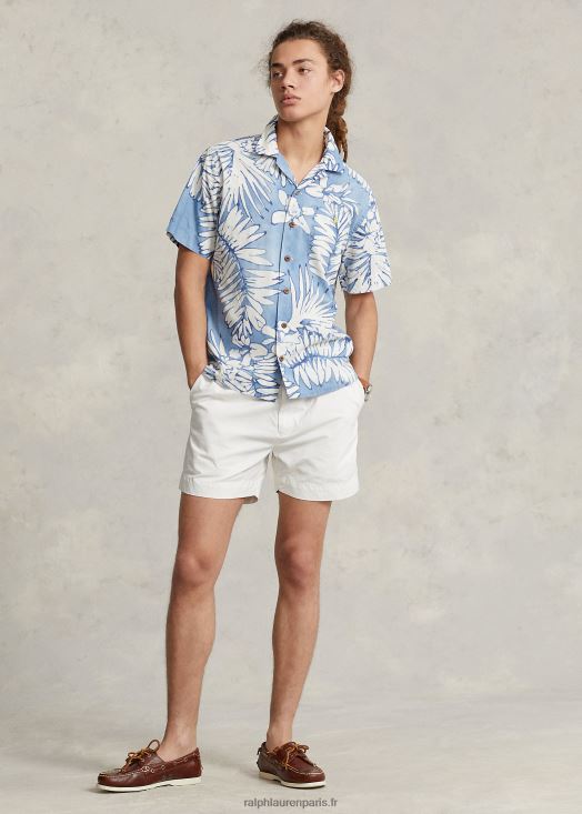 chemise de camp en coton et lin à coupe classique 46T60T479 Hommes Ralph Lauren palmiers batik