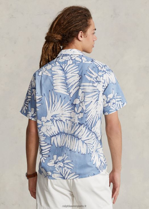 chemise de camp en coton et lin à coupe classique 46T60T479 Hommes Ralph Lauren palmiers batik