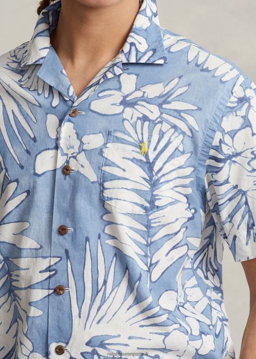 chemise de camp en coton et lin à coupe classique 46T60T479 Hommes Ralph Lauren palmiers batik