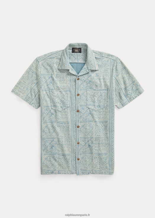 chemise de camp en jersey imprimé 46T60T1735 Hommes Ralph Lauren indigo/crème