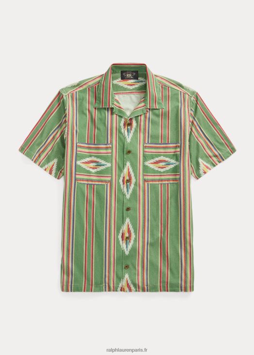 chemise de camp en jersey imprimé 46T60T1750 Hommes Ralph Lauren vert/rouge/crème multi