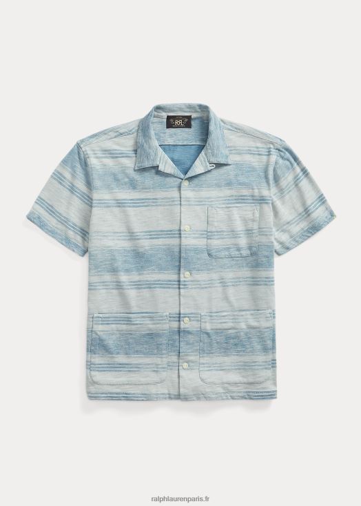 chemise de camp en jersey rayé 46T60T1710 Hommes Ralph Lauren indigo/crème