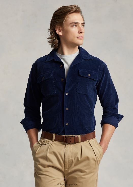 chemise de camp en velours côtelé coupe classique 46T60T8421 Hommes Ralph Lauren marine de newport