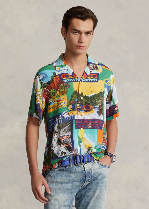 chemise de camp à imprimé kayak 46T60T714 Hommes Ralph Lauren expédition en kayak