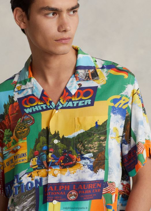 chemise de camp à imprimé kayak 46T60T714 Hommes Ralph Lauren expédition en kayak
