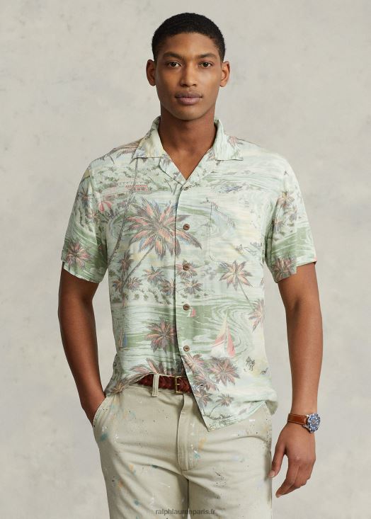 chemise de camp à imprimé tropical coupe classique 46T60T637 Hommes Ralph Lauren plage hawaïenne