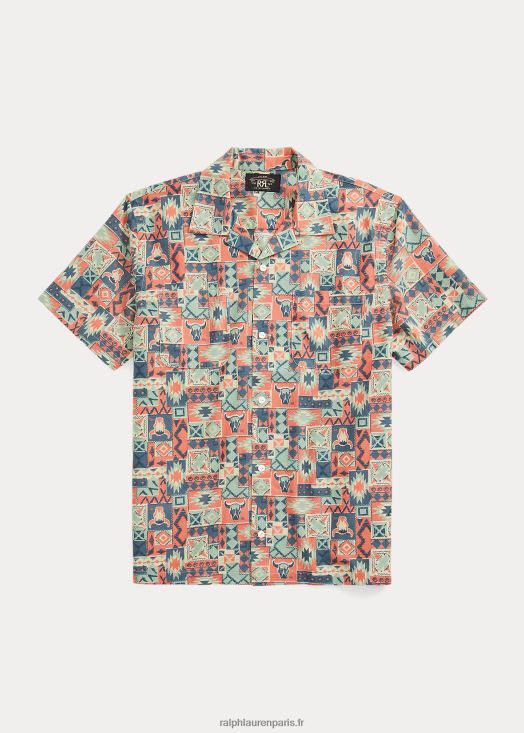chemise de camp tissée imprimée 46T60T1774 Hommes Ralph Lauren sarcelle/multicolore