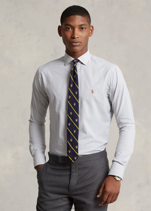 chemise de performance à carreaux coupe classique 46T60T8487 Hommes Ralph Lauren gris brouillard/blanc