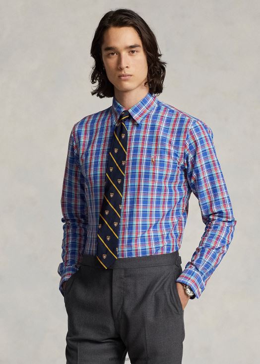 chemise de performance à carreaux coupe classique 46T60T8669 Hommes Ralph Lauren multi royal/rose foncé