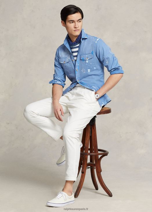 chemise de travail chino peinte coupe classique 46T60T879 Hommes Ralph Lauren retraite bleu