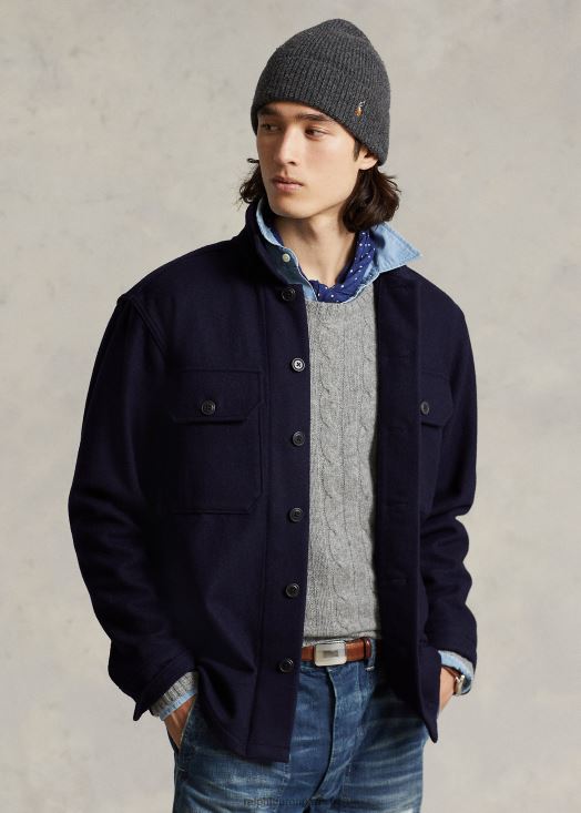 chemise de travail classique en laine mélangée 46T60T8481 Hommes Ralph Lauren collection marine