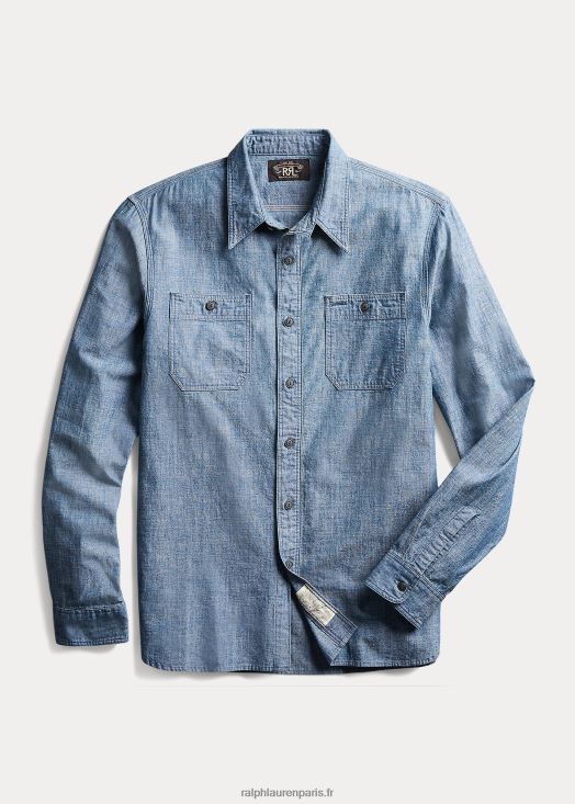 chemise de travail en chambray indigo 46T60T1729 Hommes Ralph Lauren rincer