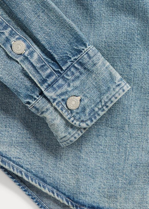 chemise de travail en denim indigo 46T60T1734 Hommes Ralph Lauren lavage en champ libre
