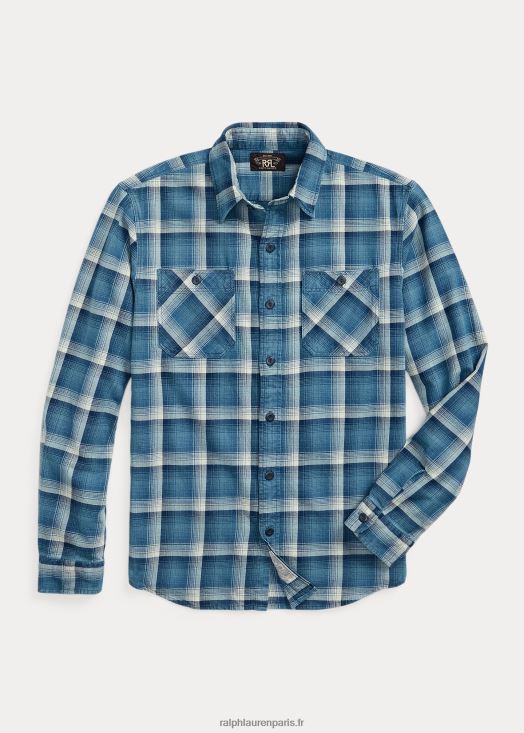chemise de travail en sergé à carreaux 46T60T1791 Hommes Ralph Lauren indigo/crème