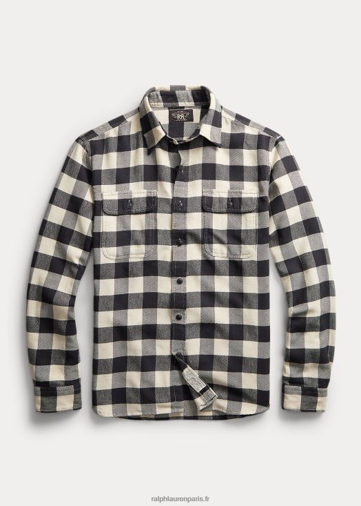 chemise de travail en sergé à carreaux buffalo 46T60T1747 Hommes Ralph Lauren noir/crème