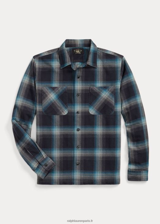 chemise de travail en sergé de jaspe à carreaux 46T60T8698 Hommes Ralph Lauren noir/bleu