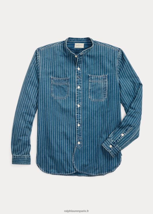 chemise de travail en sergé à rayures 46T60T1767 Hommes Ralph Lauren indigo moyen