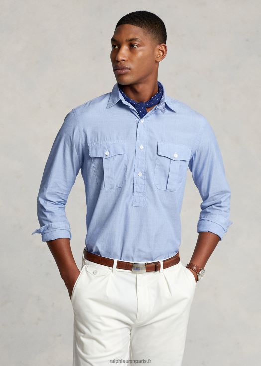 chemise de travail à enfiler coupe classique 46T60T8425 Hommes Ralph Lauren jacinthe des bois/blanc