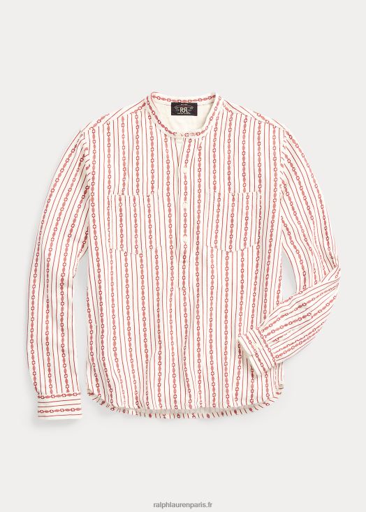 chemise de travail à enfiler lin-coton imprimé 46T60T8701 Hommes Ralph Lauren rouge/crème