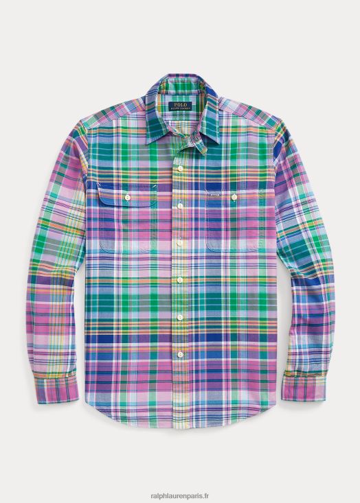 chemise de travail oxford à carreaux coupe classique 46T60T920 Hommes Ralph Lauren multi rose/vert