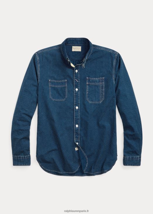 chemise de travail tissée à pois 46T60T1771 Hommes Ralph Lauren indigo foncé
