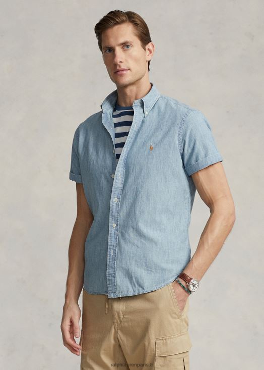 chemise en chambray coupe classique 46T60T833 Hommes Ralph Lauren indigo clair