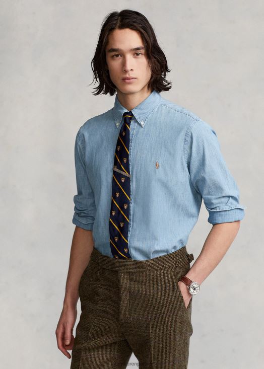 chemise en chambray coupe classique 46T60T8424 Hommes Ralph Lauren indigo clair