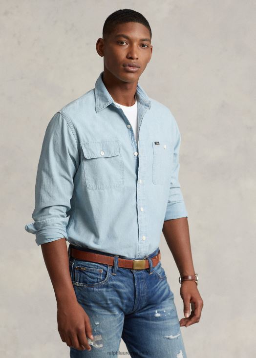 chemise en chambray coupe classique 46T60T92 Hommes Ralph Lauren c'est indigo