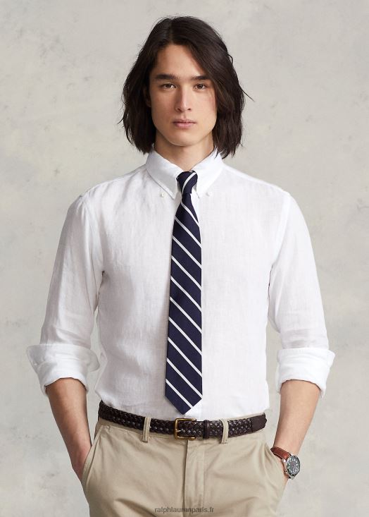 chemise en chambray de lin coupe ajustée 46T60T964 Hommes Ralph Lauren blanc