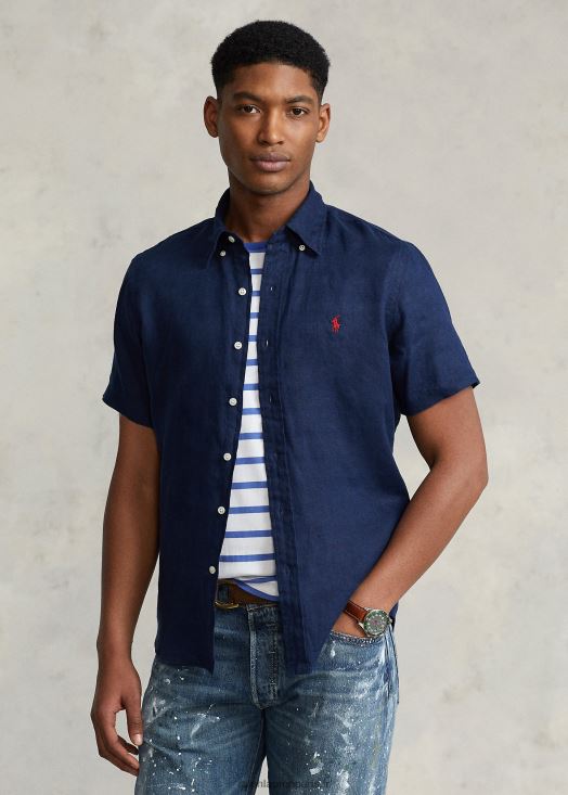 chemise en lin coupe classique 46T60T517 Hommes Ralph Lauren marine de newport