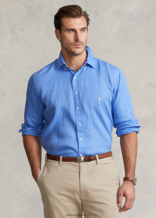 chemise en lin léger 46T60T1553 Hommes Ralph Lauren bleu de l'île du port