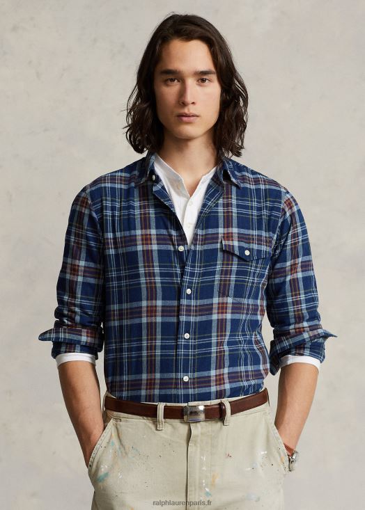 chemise en madras coupe classique 46T60T8517 Hommes Ralph Lauren multi indigo/rouge