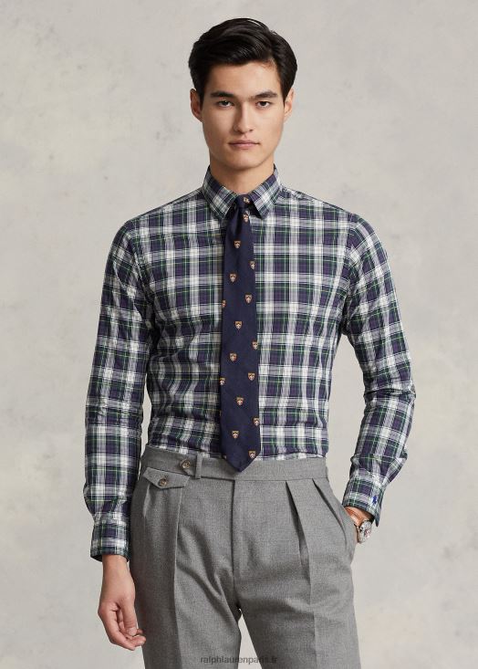 chemise en popeline délavée à carreaux coupe classique 46T60T8594 Hommes Ralph Lauren multi vert/jaune