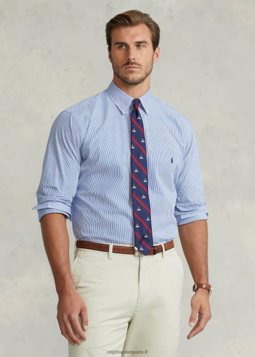 chemise en popeline stretch 46T60T1504 Hommes Ralph Lauren bande bleue/blanche