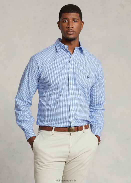 chemise en popeline stretch 46T60T1506 Hommes Ralph Lauren carreaux bleu/blanc