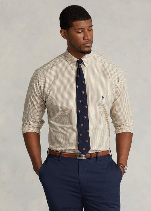 chemise en popeline stretch à carreaux 46T60T1326 Hommes Ralph Lauren vintage kaki/blanc