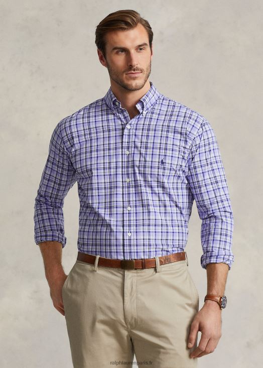chemise en popeline stretch à carreaux 46T60T1810 Hommes Ralph Lauren multi bleu clair