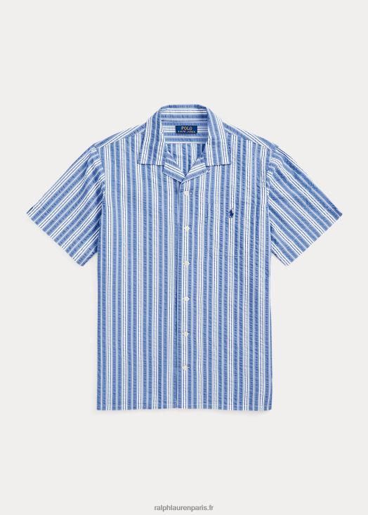 chemise en seersucker à rayures coupe classique 46T60T530 Hommes Ralph Lauren bleu blanc