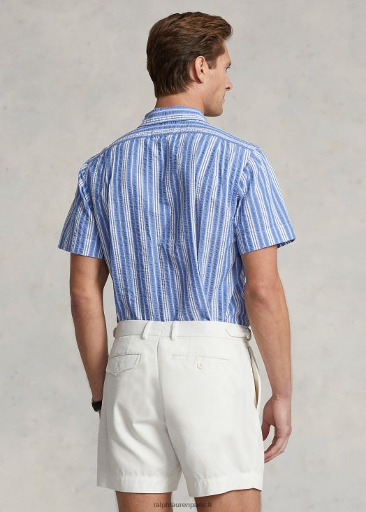 chemise en seersucker à rayures coupe classique 46T60T530 Hommes Ralph Lauren bleu blanc