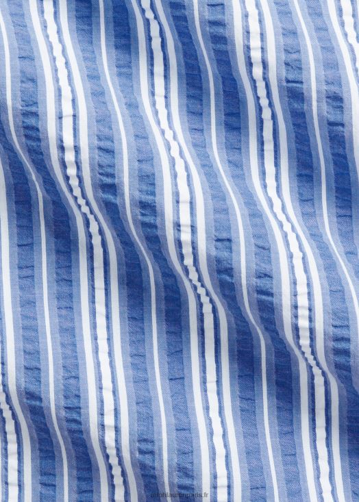 chemise en seersucker à rayures coupe classique 46T60T530 Hommes Ralph Lauren bleu blanc