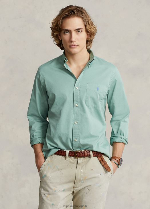 chemise en sergé poids plume coupe classique 46T60T802 Hommes Ralph Lauren menthe fanée