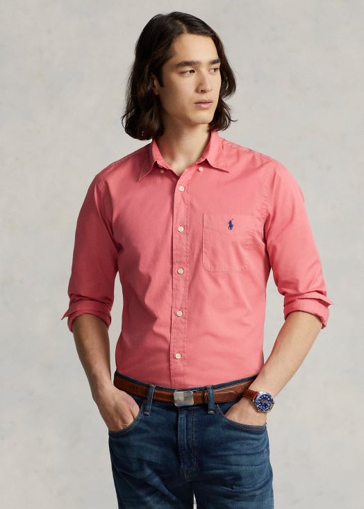 chemise en sergé poids plume coupe classique 46T60T803 Hommes Ralph Lauren rose du désert