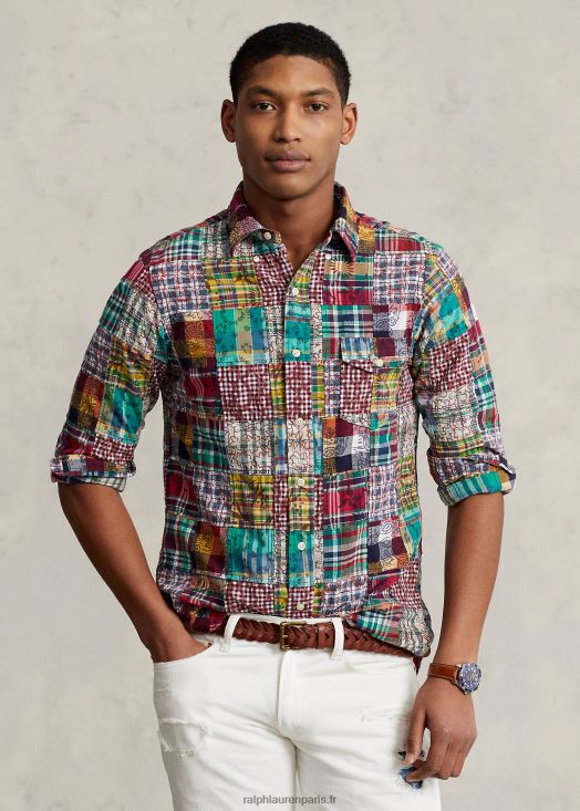chemise madras patchwork coupe classique 46T60T8472 Hommes Ralph Lauren patchwork preppy